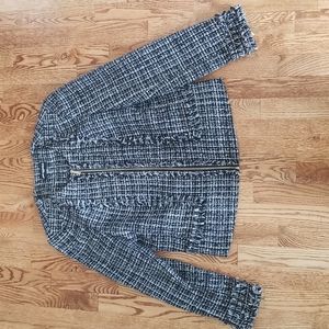 (14) Karl Lagerfeld Tweed Blazer ❤ Shimmer Thread ❤ Metallic Gold Accents